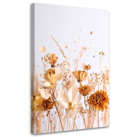 Obraz do salonu jadalni, Kwiaty polne w beżu natura 40x60