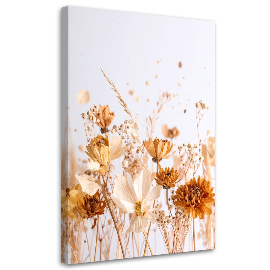 Obraz do salonu jadalni, Kwiaty polne w beżu natura 40x60
