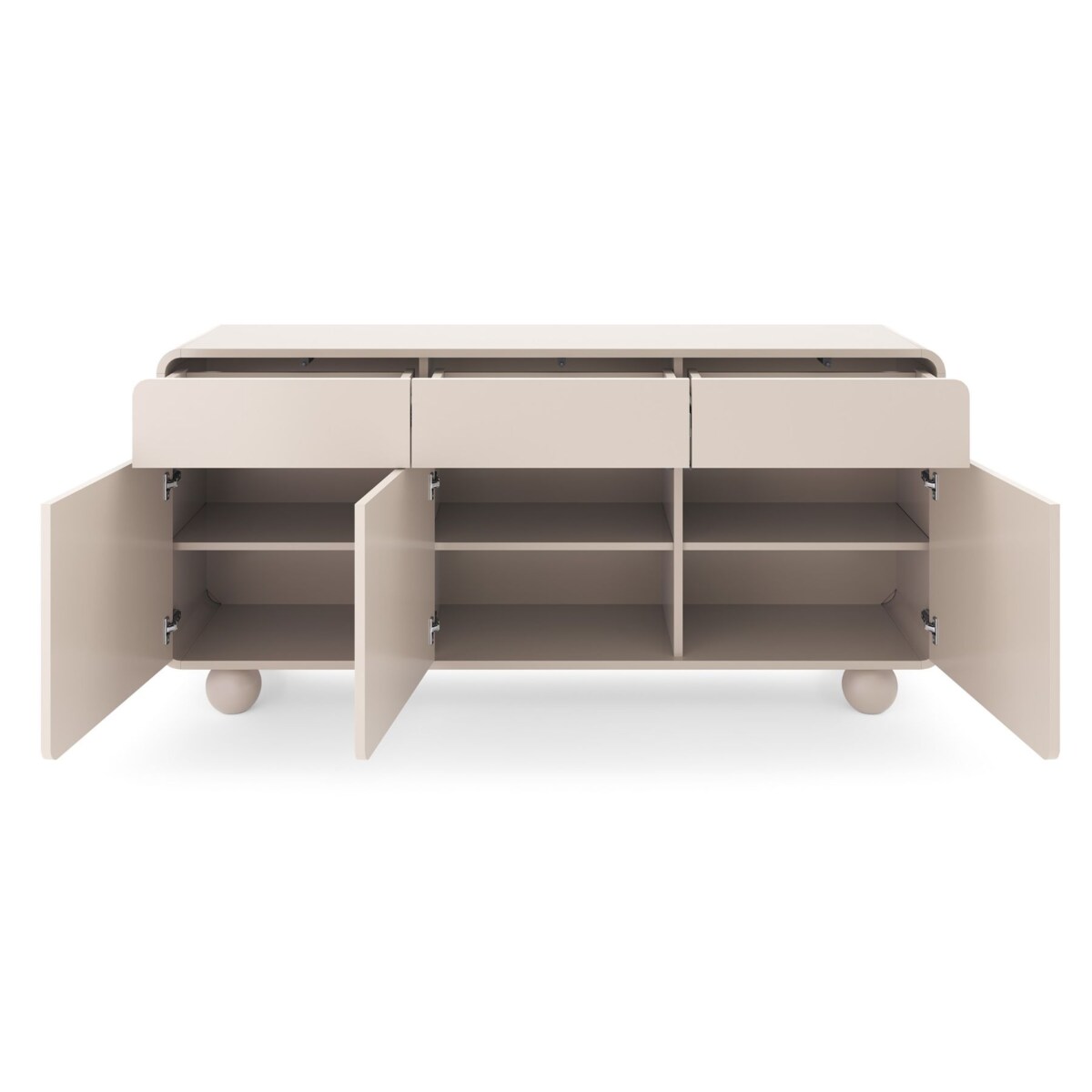 Komoda szeroka 160 ALBI w kolorze kaszmirowym na okrągłych nóżkach