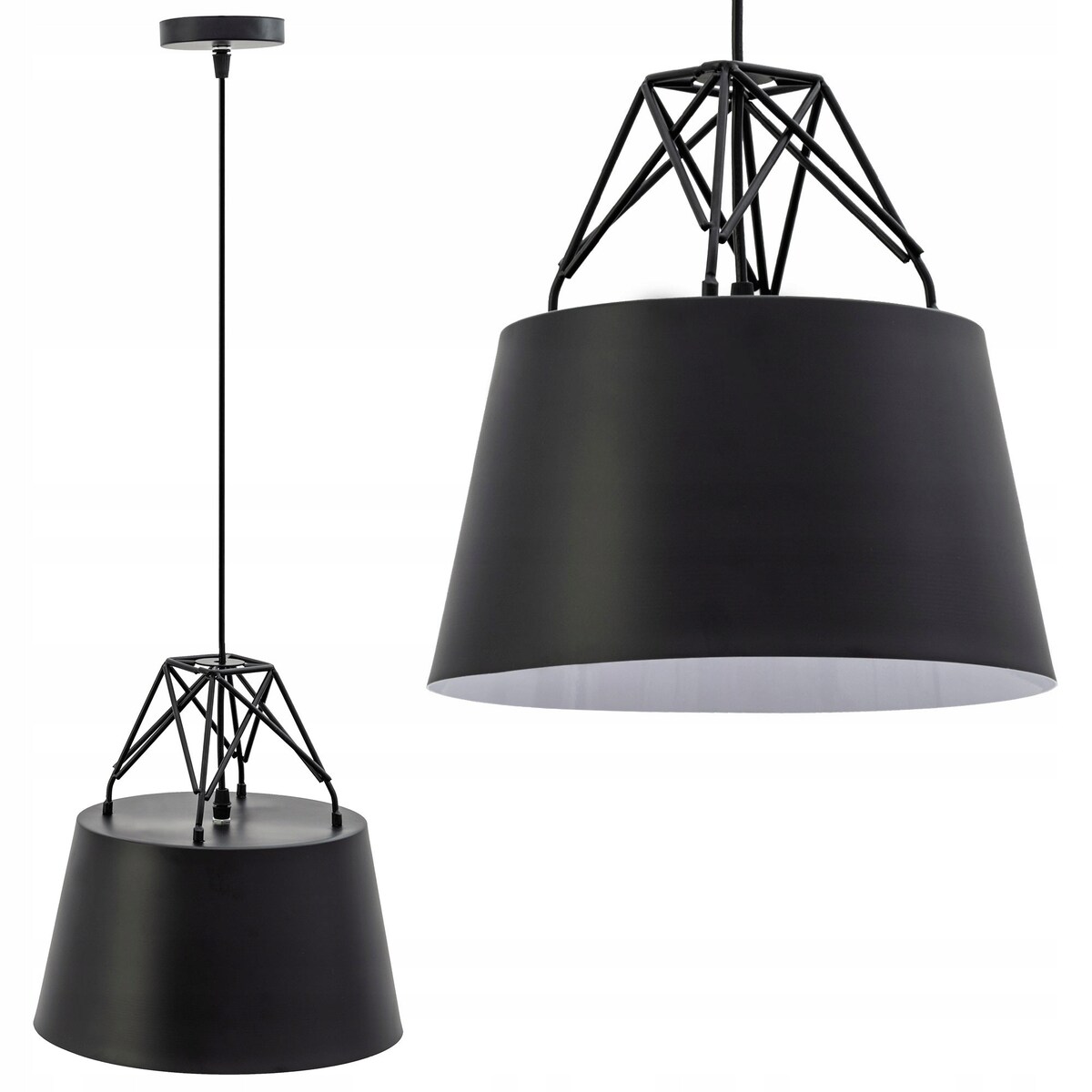 Lampa Sufitowa Wisząca Loft Metalowa Czarna
