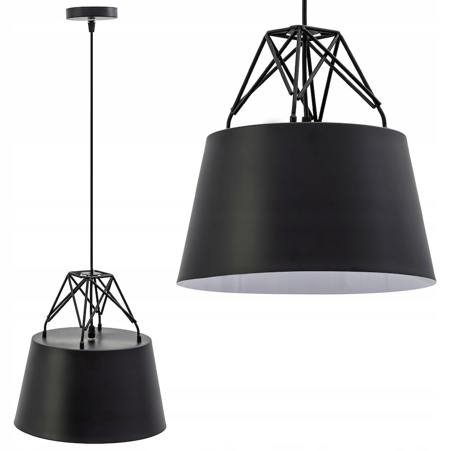 Lampa Sufitowa Wisząca Loft Metalowa Czarna