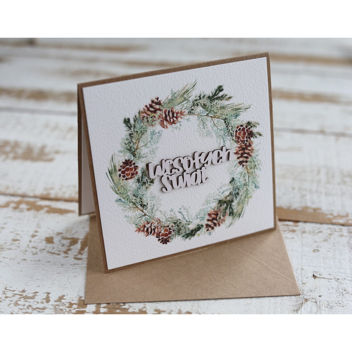 Kartka świąteczna ręcznie robiona na Boże Narodzenie Wesołych Świąt