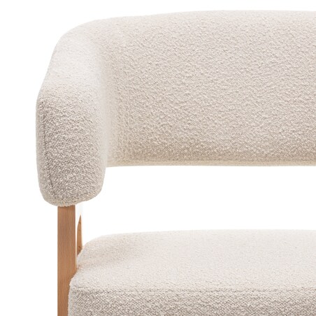 Krzesło tapicerowane, bouclé, jasnobeżowe/buk Coba