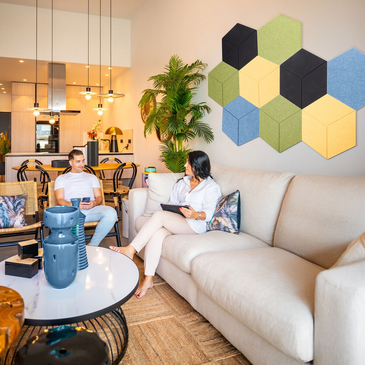 Zestaw 2 szt panel filcowy Felly 40x46 cm płytka heksagon czarny