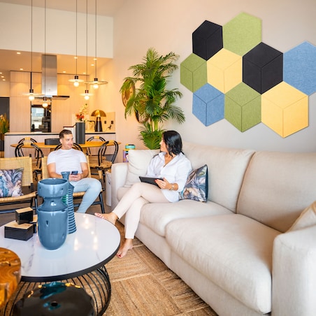 Zestaw 2 szt panel filcowy Felly 40x46 cm płytka heksagon czarny