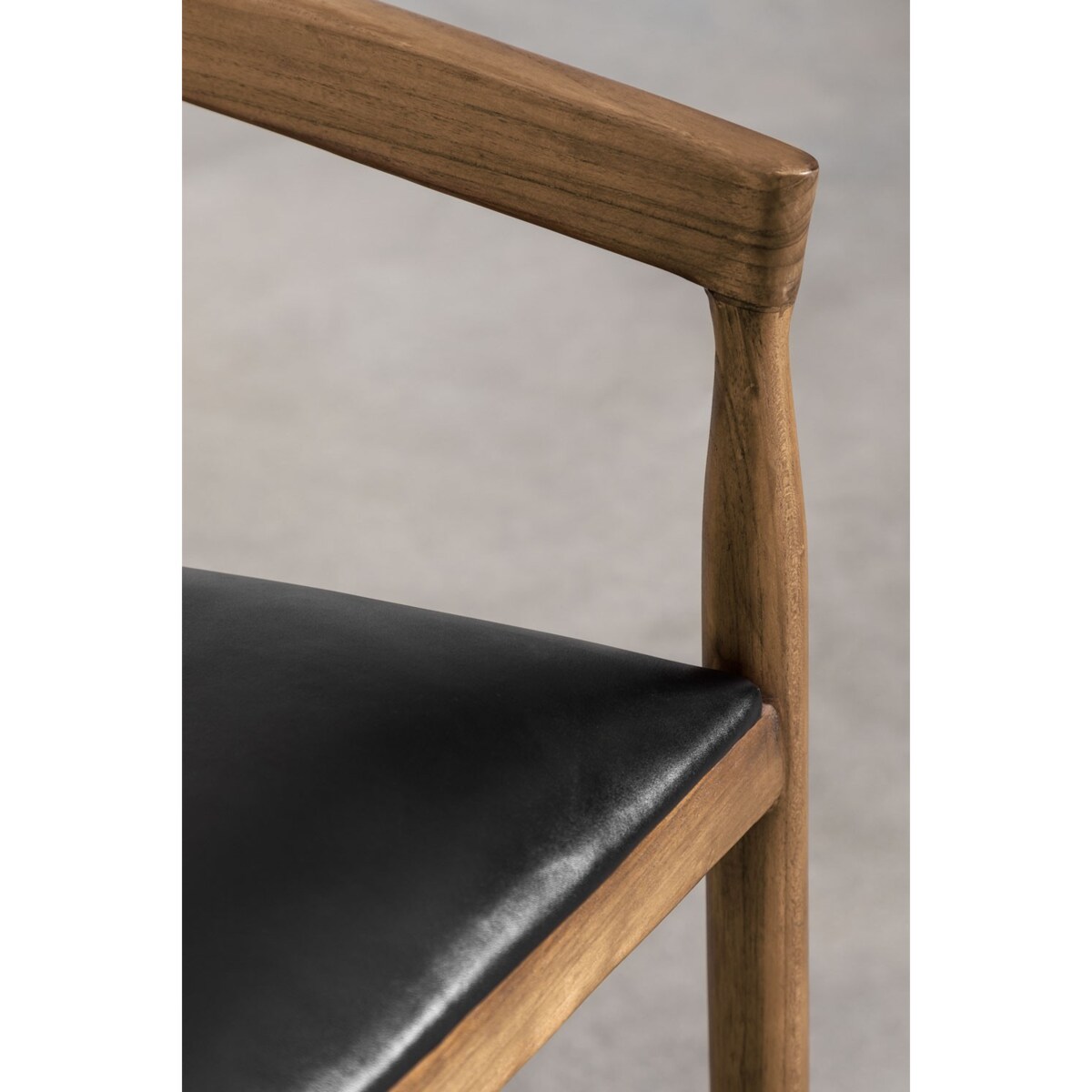 Krzesło barowe drewno tekowe z czarnym siedziskiem Visby 70 cm