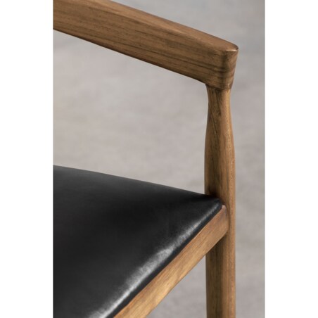 Krzesło barowe drewno tekowe z czarnym siedziskiem Visby 70 cm