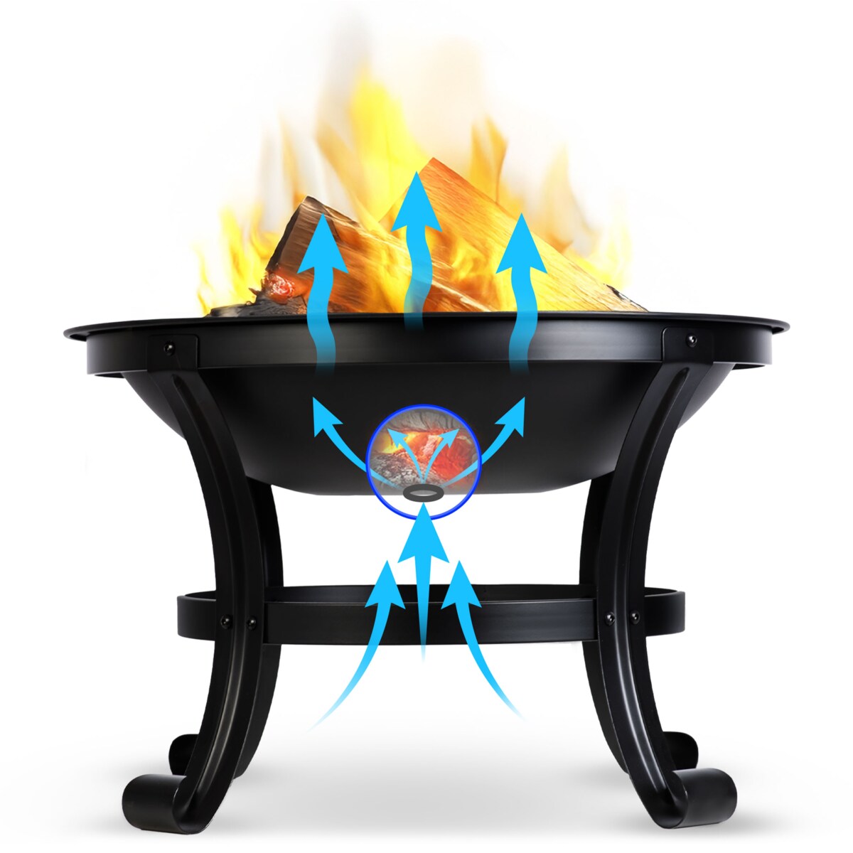 Palenisko ogrodowe z pokrywą uchwytami na ognisko grill 60cm Berdsen