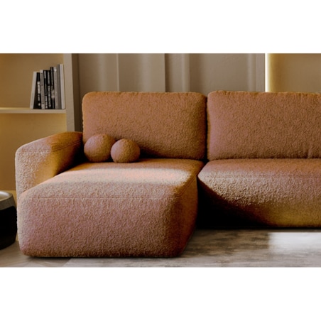 Narożnik U ILO z pojemnikiem na pościel i funkcja spania, ceglasty