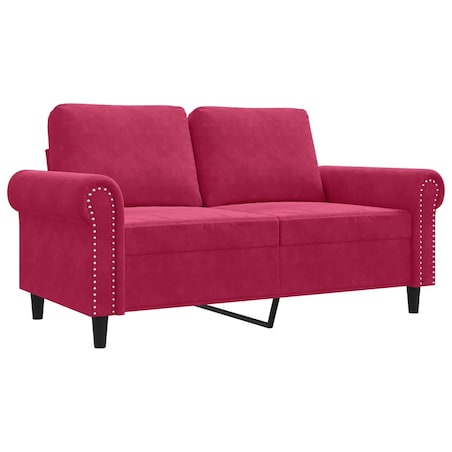 vidaXL Sofa 2-osobowa, winna czerwień, 120 cm, tapicerowana aksamitem