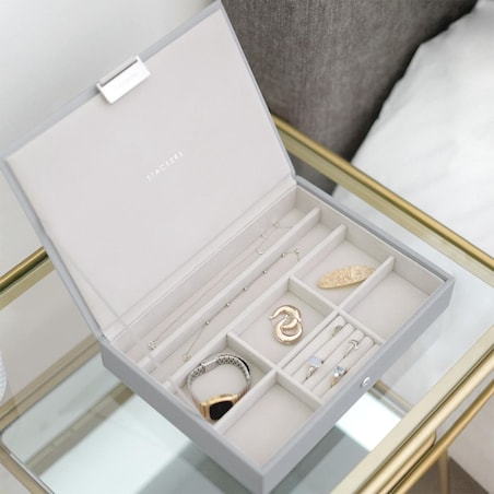 Szkatułka na biżuterię Stackers classic kamienna szarość z pokrywką