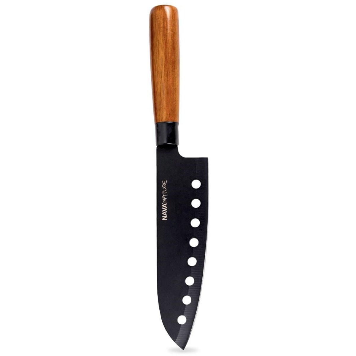 Nóż Santoku stalowy NATURE 29cm czarny kuchenny do siekania stal nierdzewna
