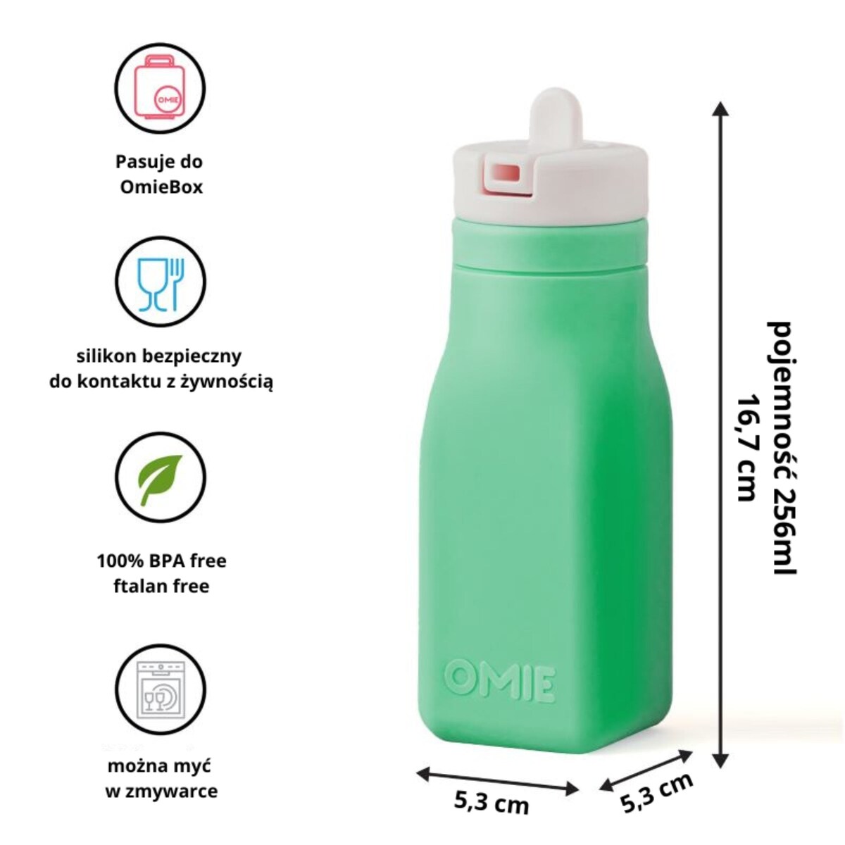 OMIE OMIEBOTTLE silikonowy bidon dla dzieci, Green