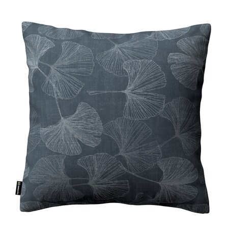 Poszewka Kinga na poduszkę 60x60 szaro-srebrne liście miłorzębu na grafitowym tle
