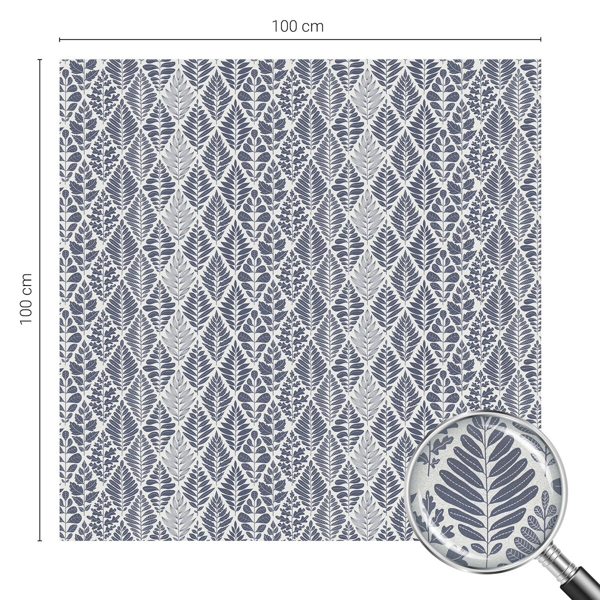 Naklejka okienna dekoracyjna - Niebiesko-szare liście tapeta klasyczna - 100x100 cm