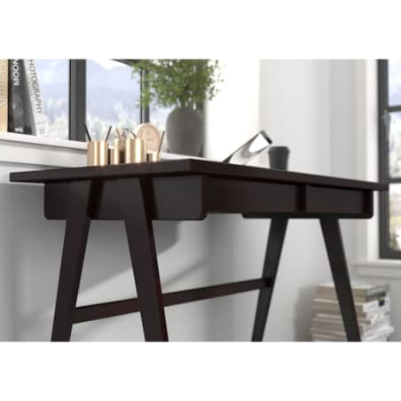 Drewniane bukowe biurko / toaletka z szufladami Visby EDDA / kolor palisander