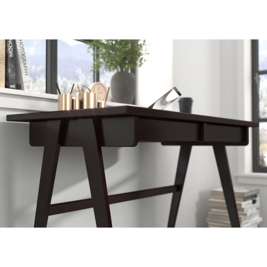 Drewniane bukowe biurko / toaletka z szufladami Visby EDDA / kolor palisander