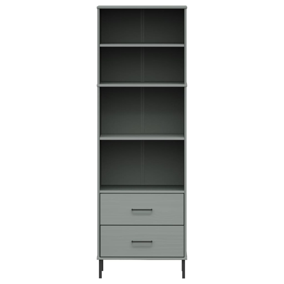 vidaXL Regał OSLO z 2 szufladami, szary, 60x35x180 cm, lite drewno