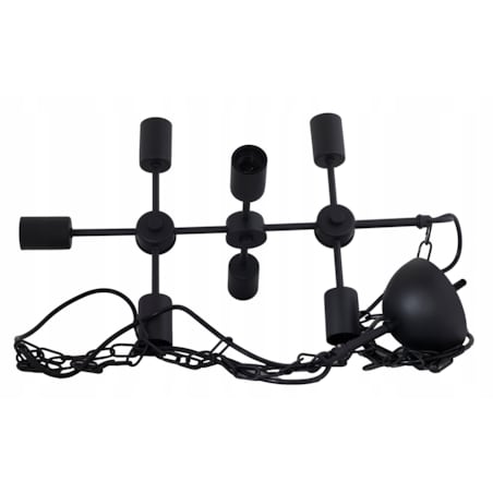 LAMPA wisząca RETRO metalowa czarna na 7 żarówek