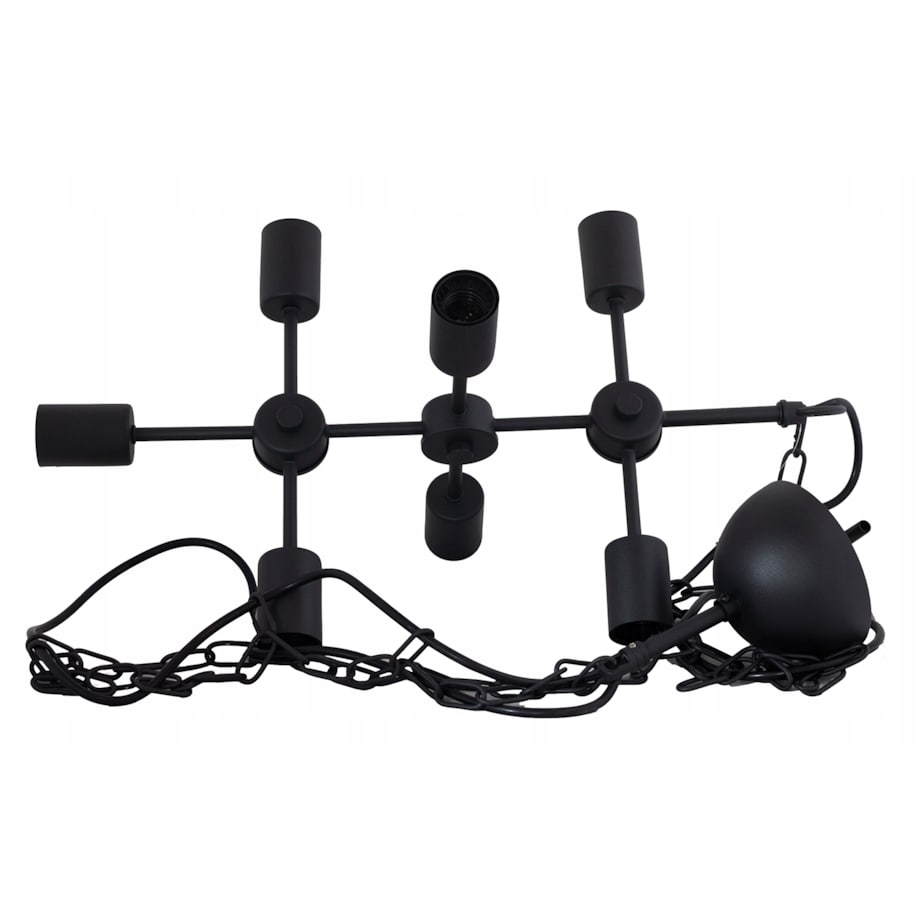 LAMPA wisząca RETRO metalowa czarna na 7 żarówek