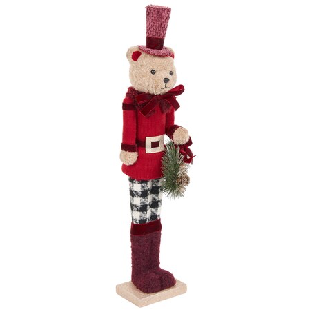 Zestaw 2 figurek dekoracyjnych MATALA 61/64 cm Niedźwiedź Renifer Czerwony