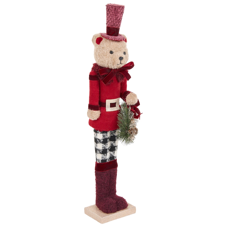 Zestaw 2 figurek dekoracyjnych MATALA 61/64 cm Niedźwiedź Renifer Czerwony