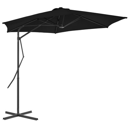 vidaXL Parasol ogrodowy na stalowym słupku, czarny, 300x230 cm