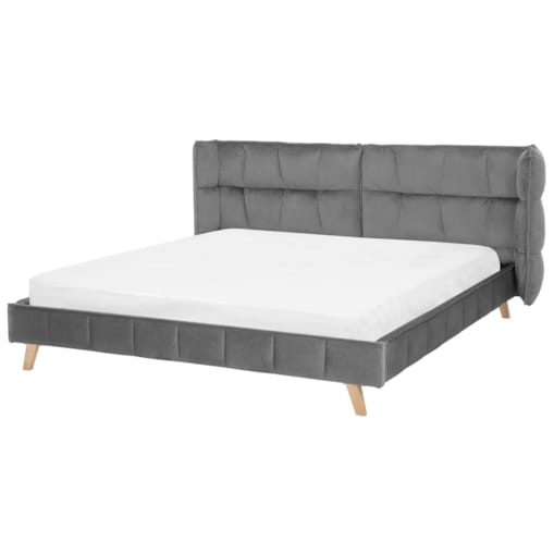 Łóżko welurowe 180 x 200 cm szare SENLIS