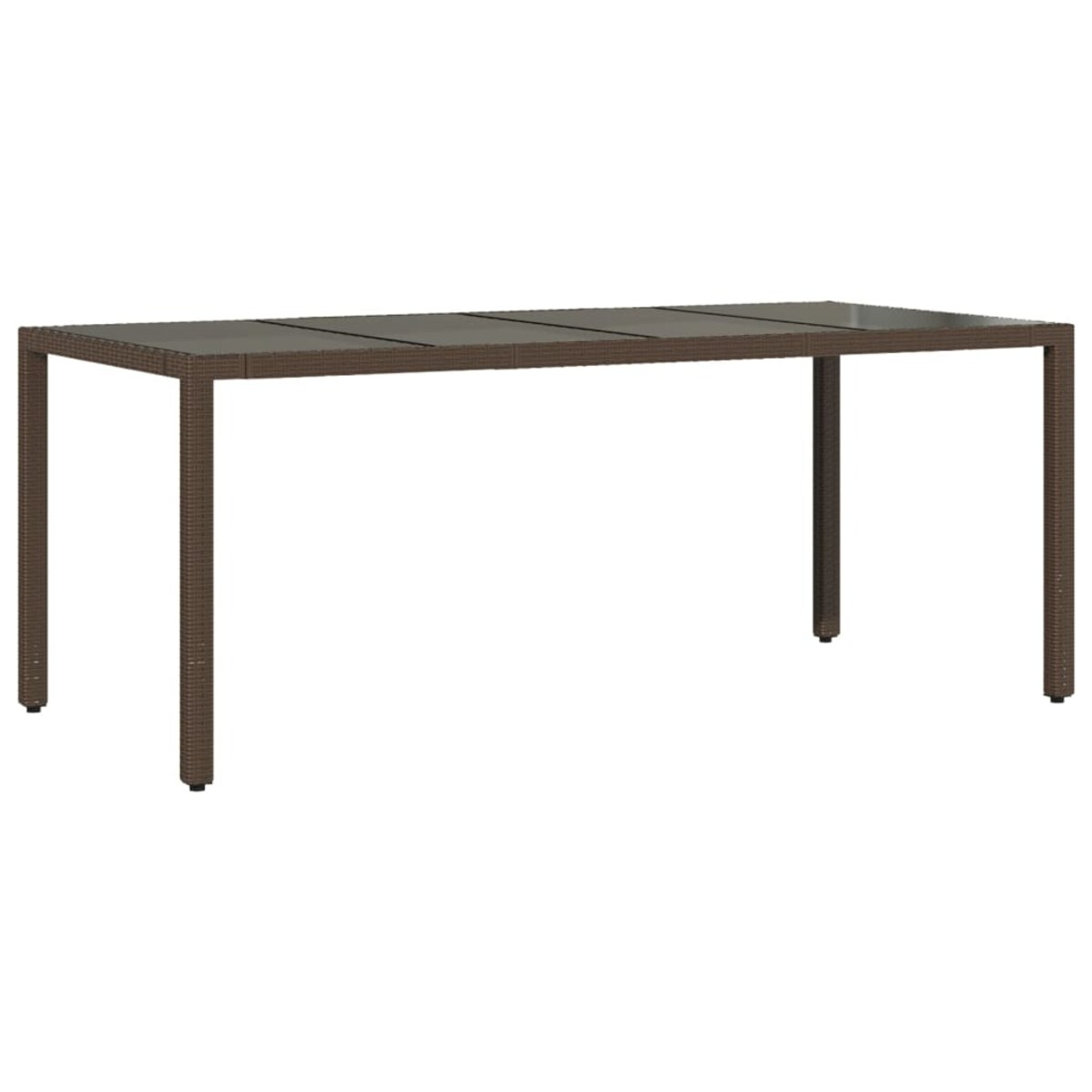 vidaXL Stół ogrodowy ze szklanym blatem, brąz, 190x90x75cm, polirattan