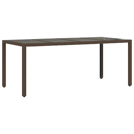 vidaXL Stół ogrodowy ze szklanym blatem, brąz, 190x90x75cm, polirattan