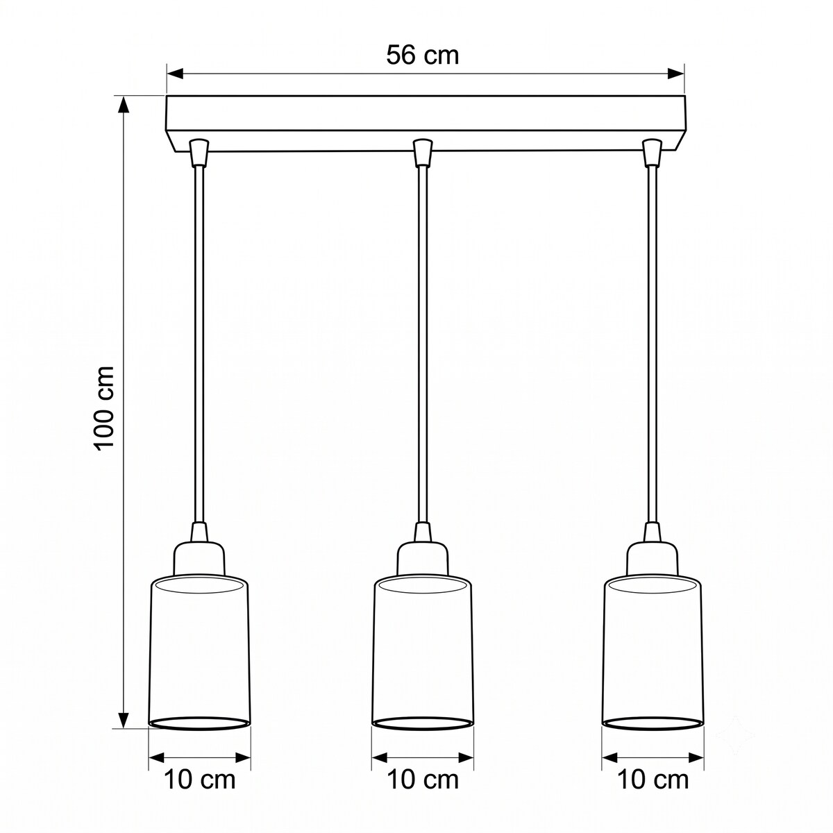 lampa wisząca 3 punktowa edylit czarna z białym kloszem