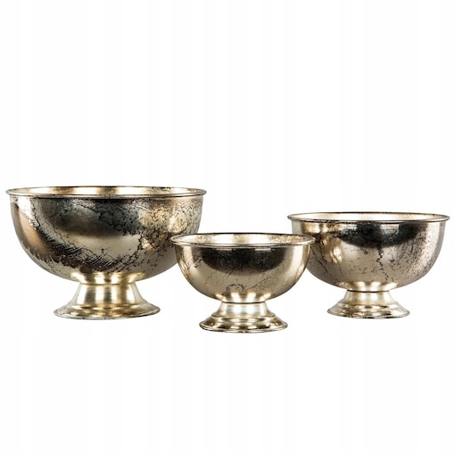 OSŁONKA NA DONICZKĘ METALOWA SREBRNA NA BONSAI BALKON TARAS DO DOMU 3 szt