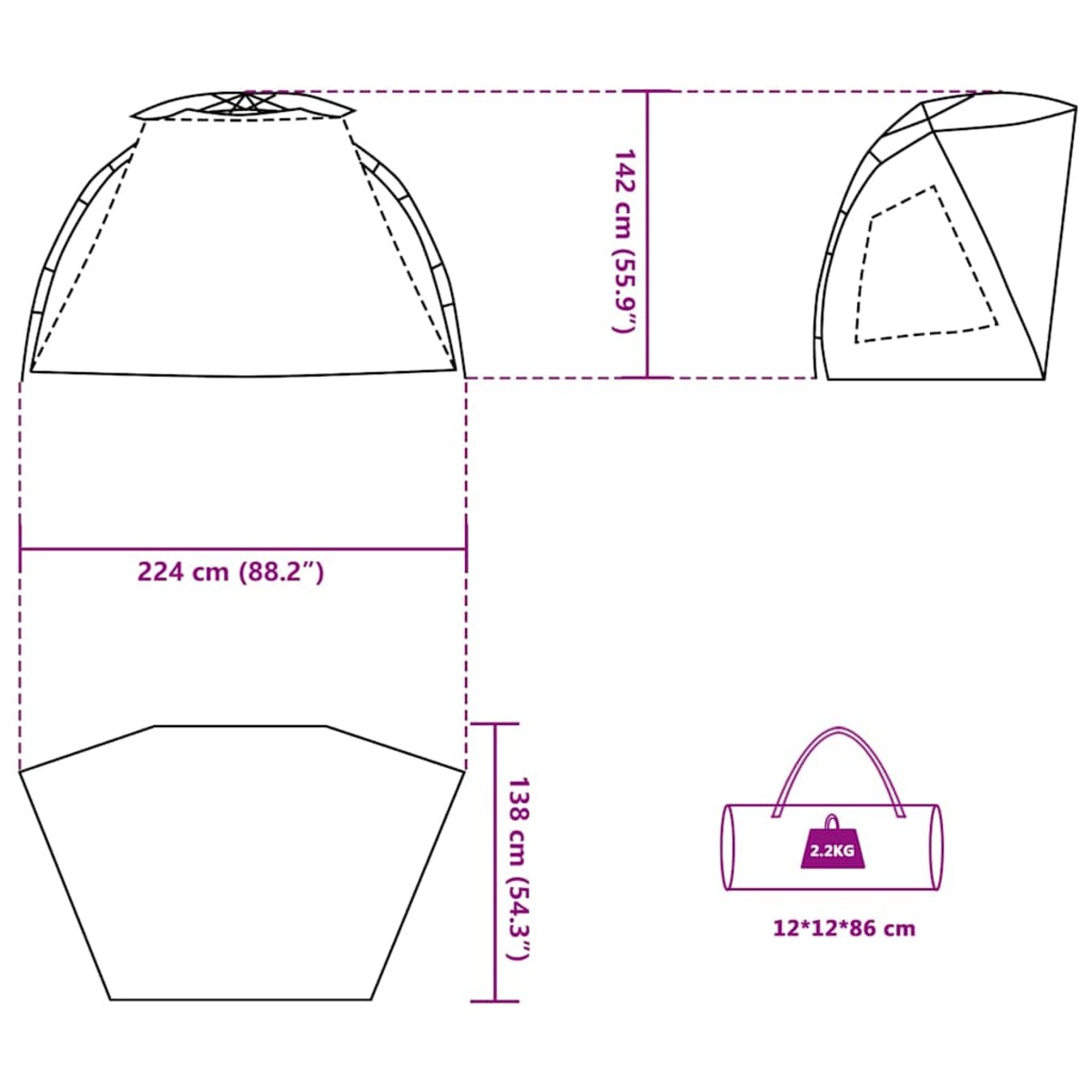 vidaXL Namiot plażowy, 2-os., zielony, wodoszczelny