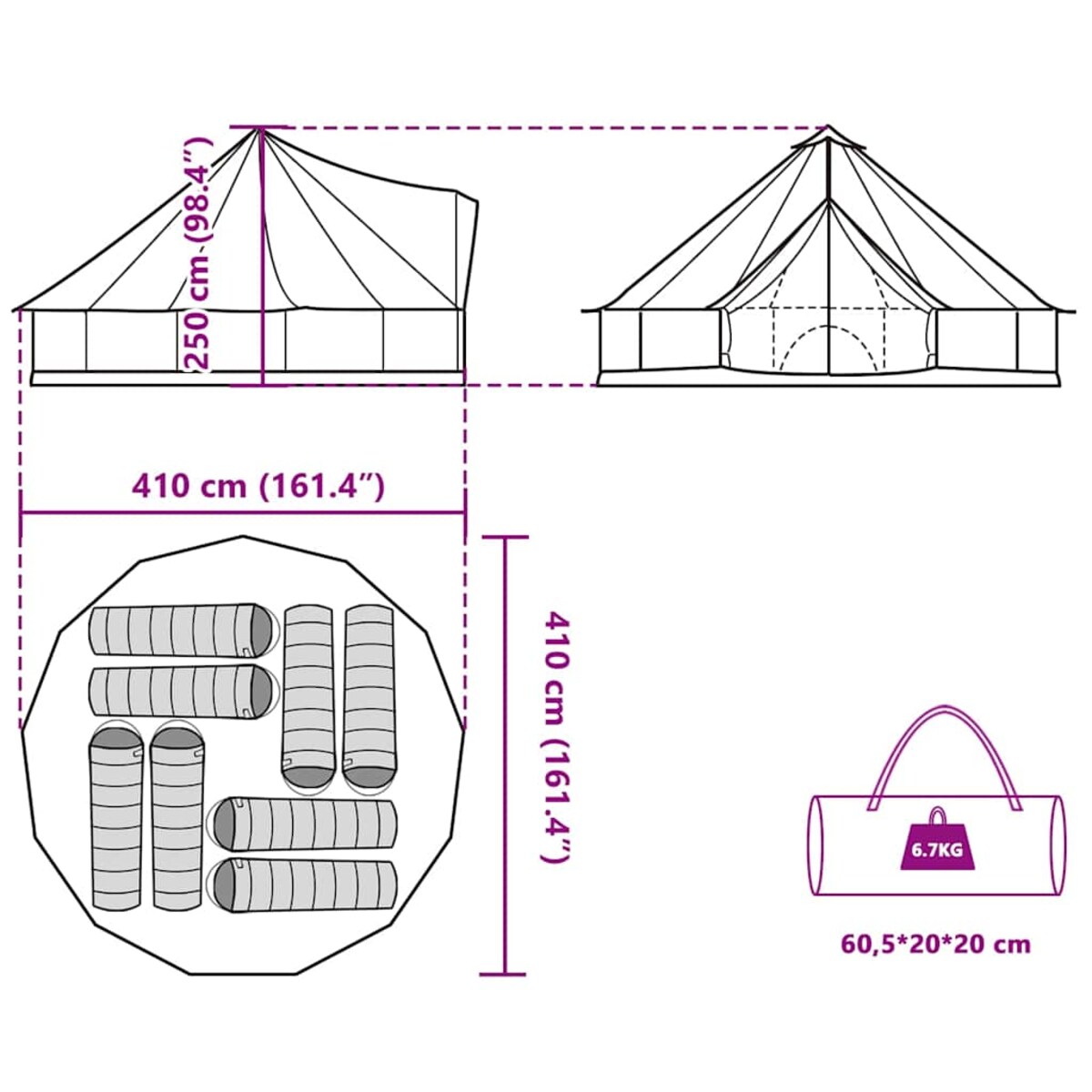 vidaXL Namiot rodzinny tipi, 8-os., szaro-pomarańczowy, wodoszczelny