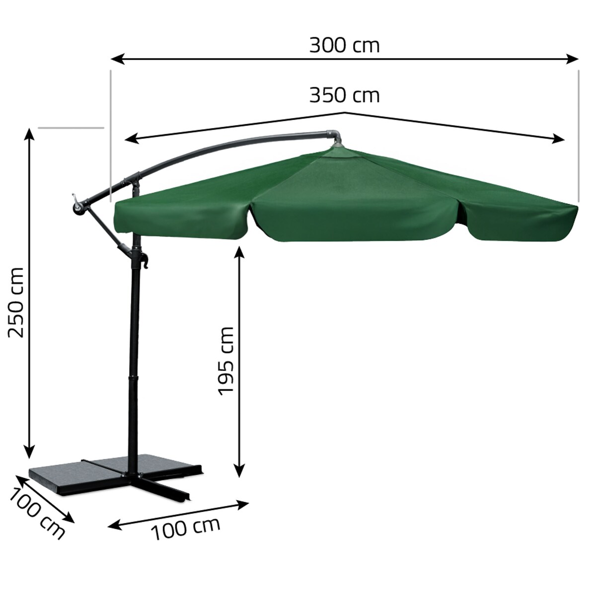 Parasol ogrodowy z wysięgnikiem pokrowiec 6 segmentów ø 350cm Plonos