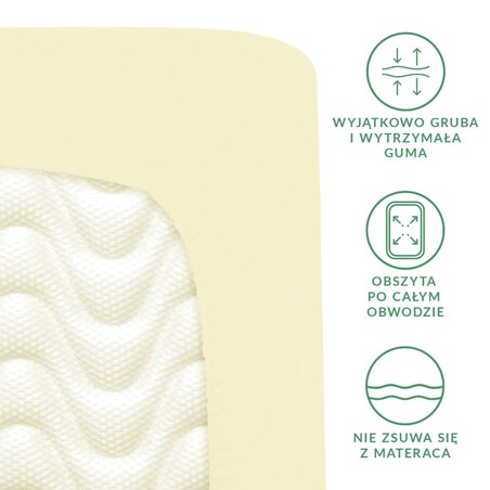 Prześcieradło satynowe z gumką kremowe 200 x 220 cm