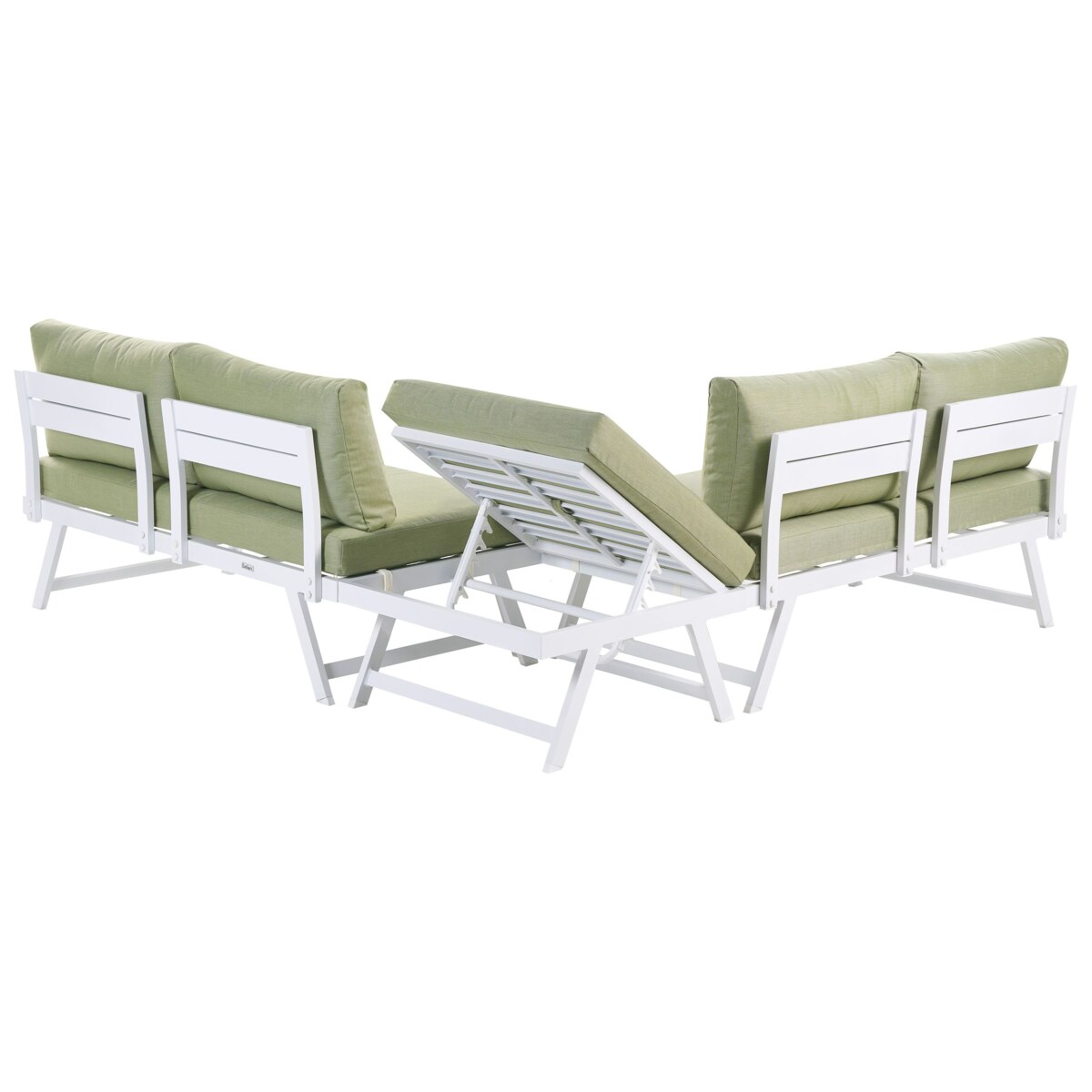 Narożnik ogrodowy ze stolikiem dla 5 osób COCCORINO Metal Zielony