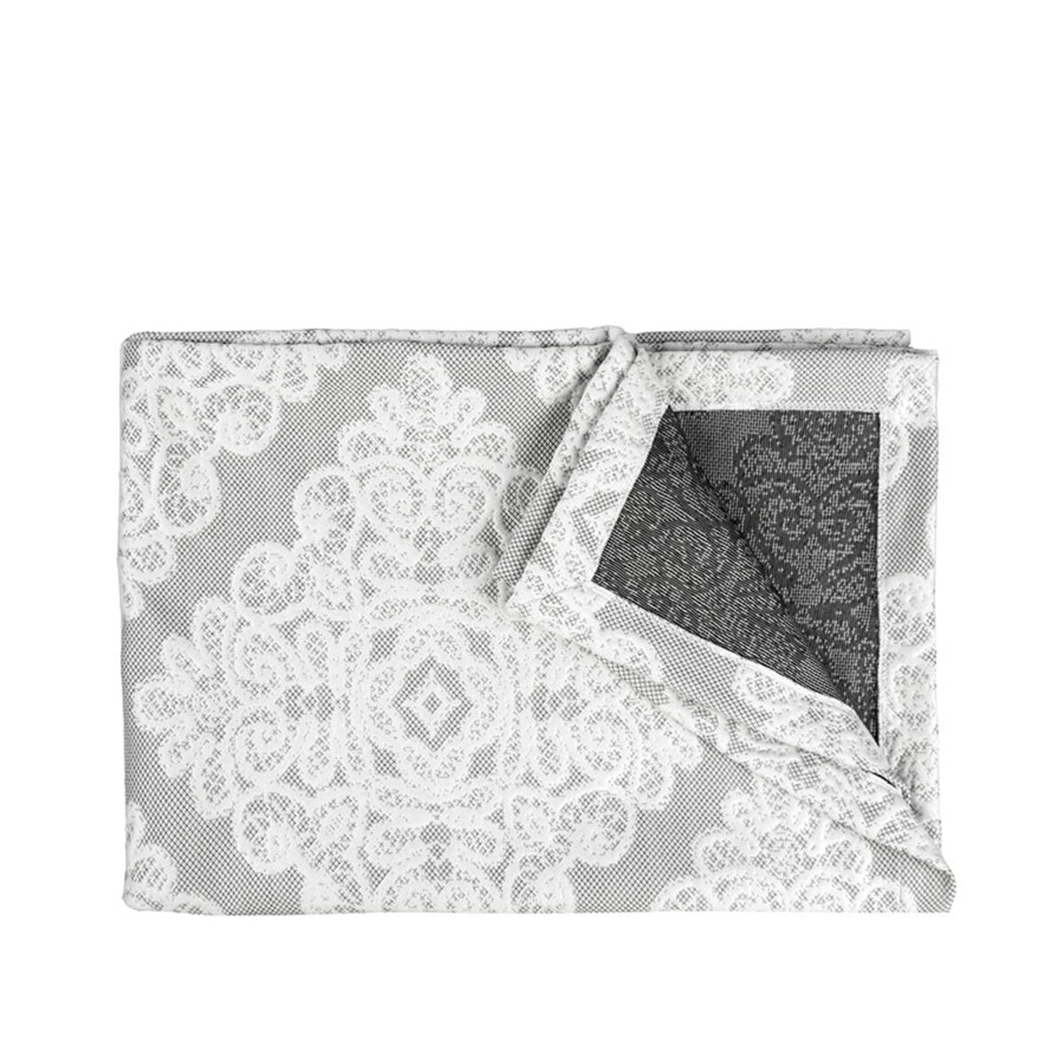 Narzuta na łóżko, pasaż 70x200 szara koronka vintage