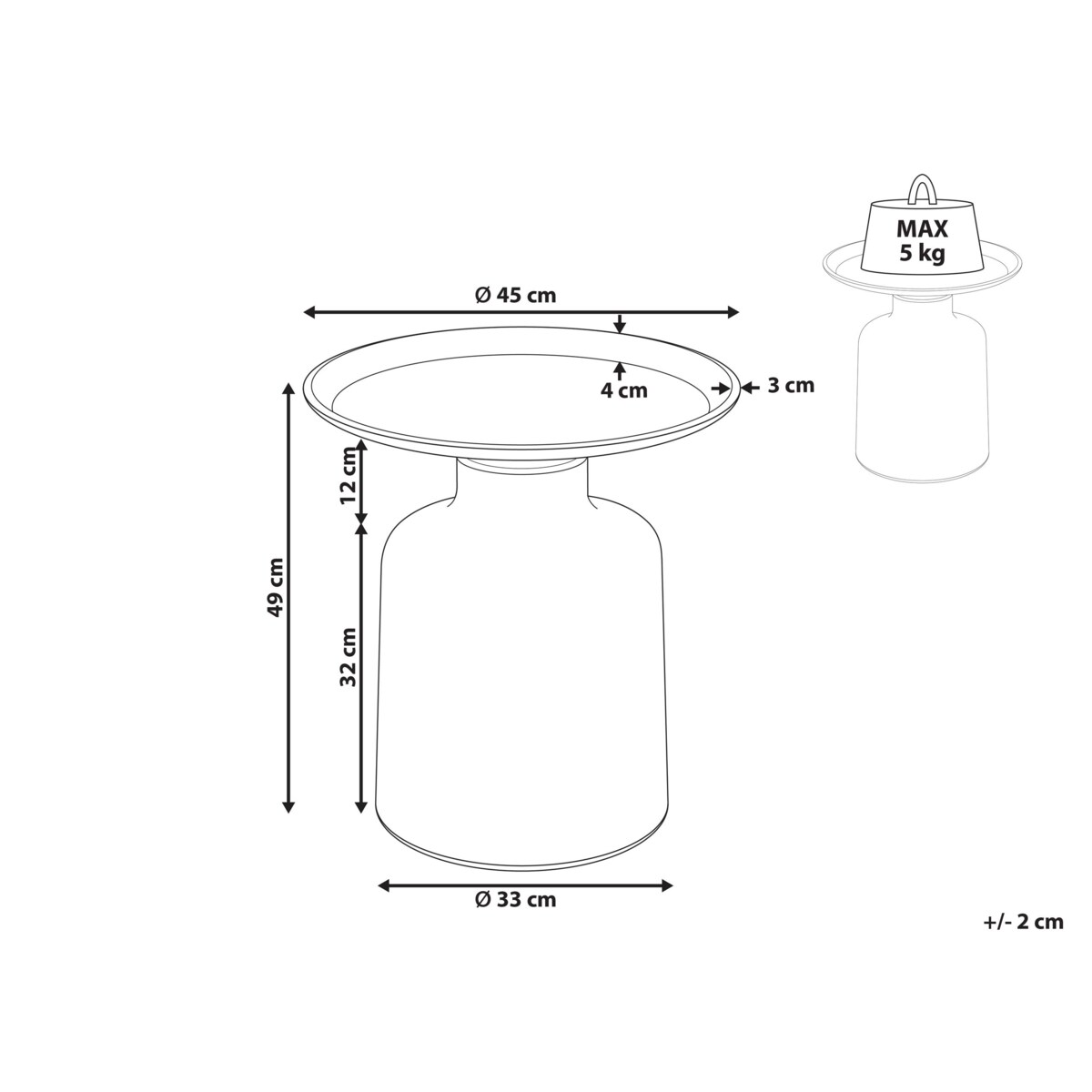 Stolik pomocniczy DOVE Metal Biały/ złoty