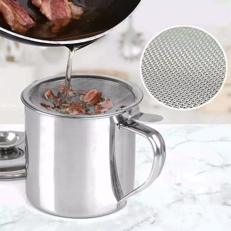 Pojemnik garnek na olej 1.2L z sitkiem filtrującym KINGHOFF