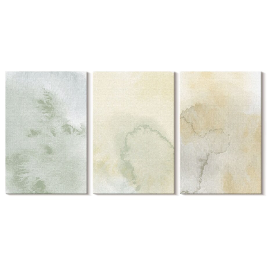 Zestaw 3 dużych obrazów na płótnie - Pastelowe akwarele tekstury - kremowy