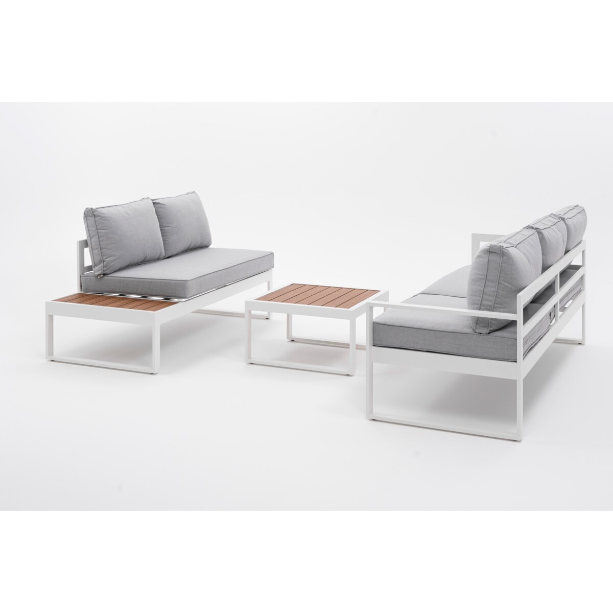 MEBLE OGRODOWE ALUMINIOWE NAROŻNIK NICEA BIAŁO SZARA LEWA