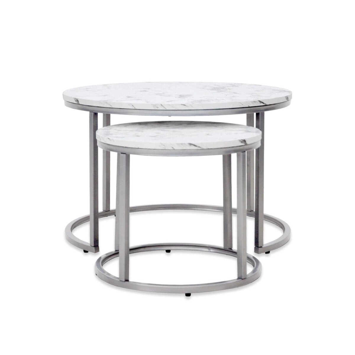 ZESTAW 2 STOLIKÓW Tunise 60/40 i 38/34 cm MARMUR złoty