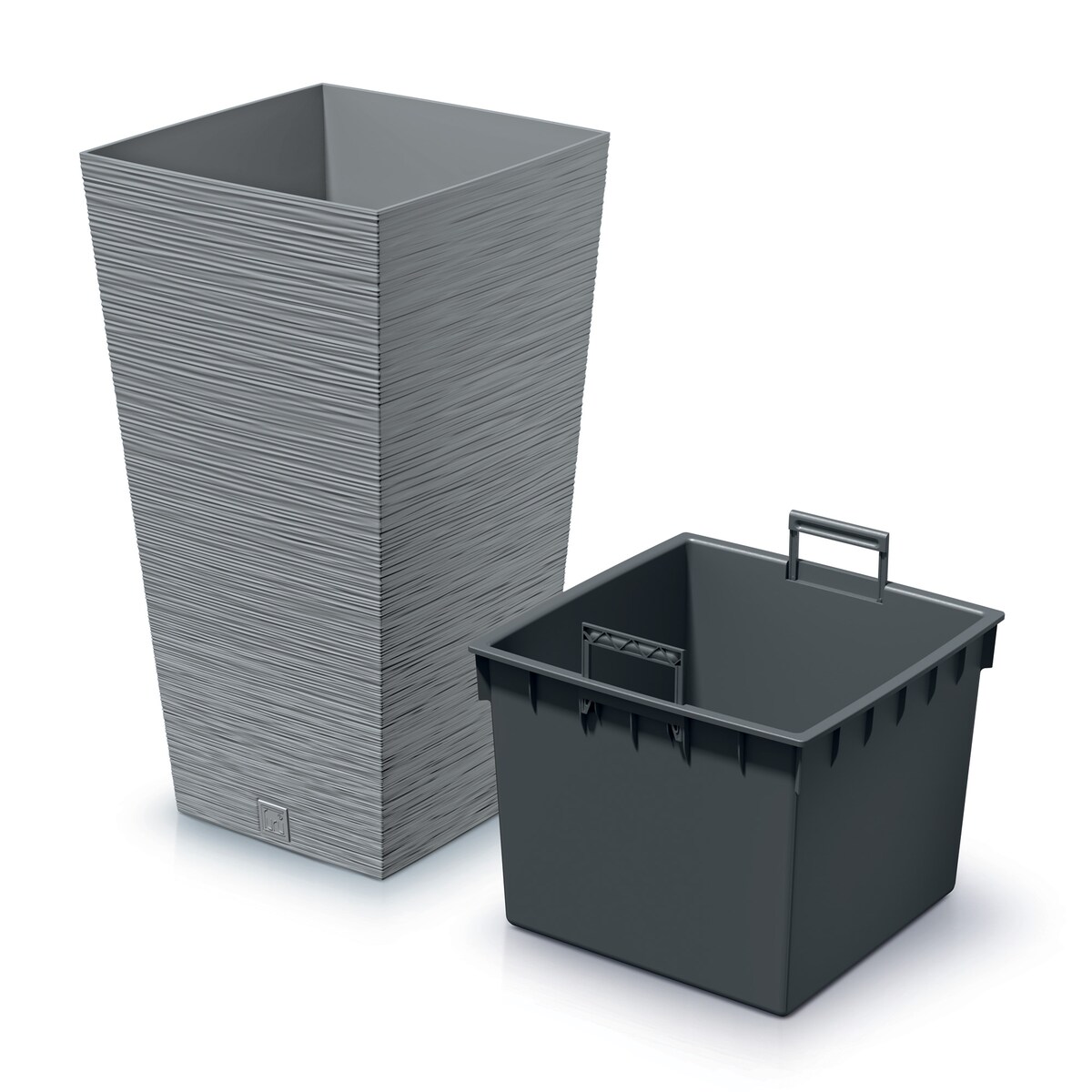 Doniczka Donica Ogrodowa 34,5 Cm Kwadratowa Na Taras Do Ogrodu Domu Szara