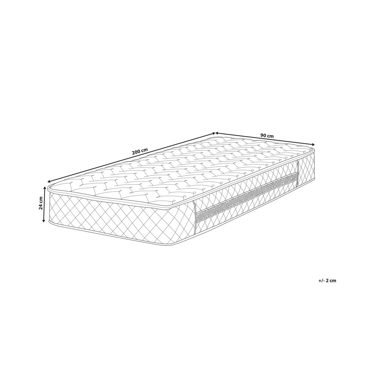 Materac kieszeniowy zdejmowany pokrowiec 90 x 200 cm średnio twardy GLORY
