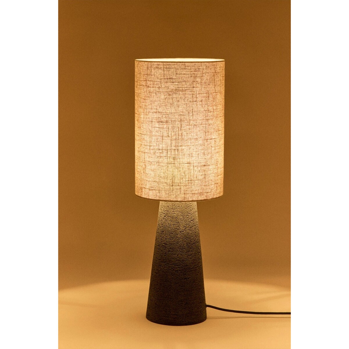 Lampa stołowa z lnu i włókna szklanego Loana, czarna