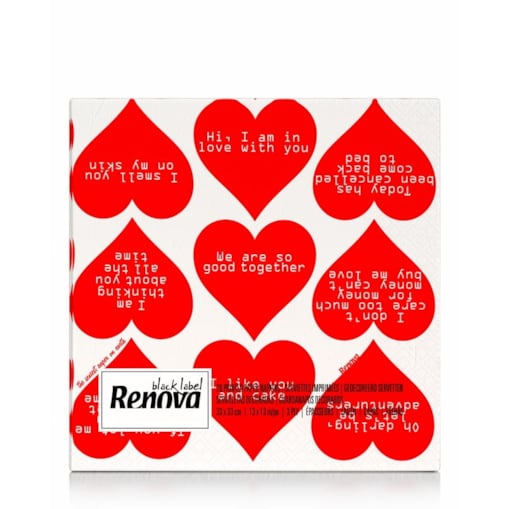 Serwetki Renova Hearts 20szt 33x33cm