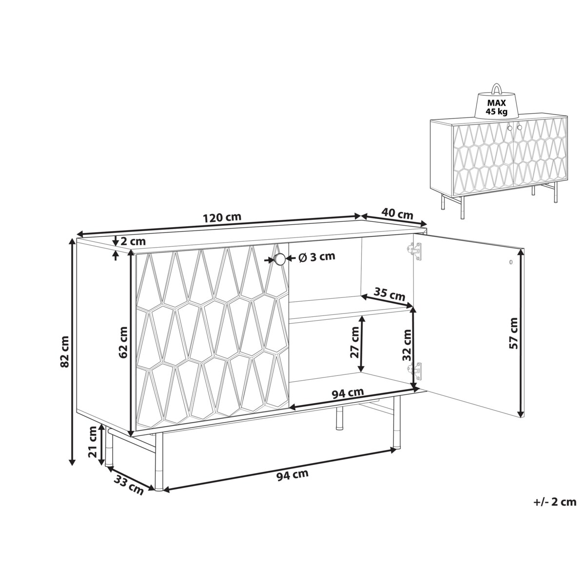 Szafka dwudrzwiowa czarna ADANTE