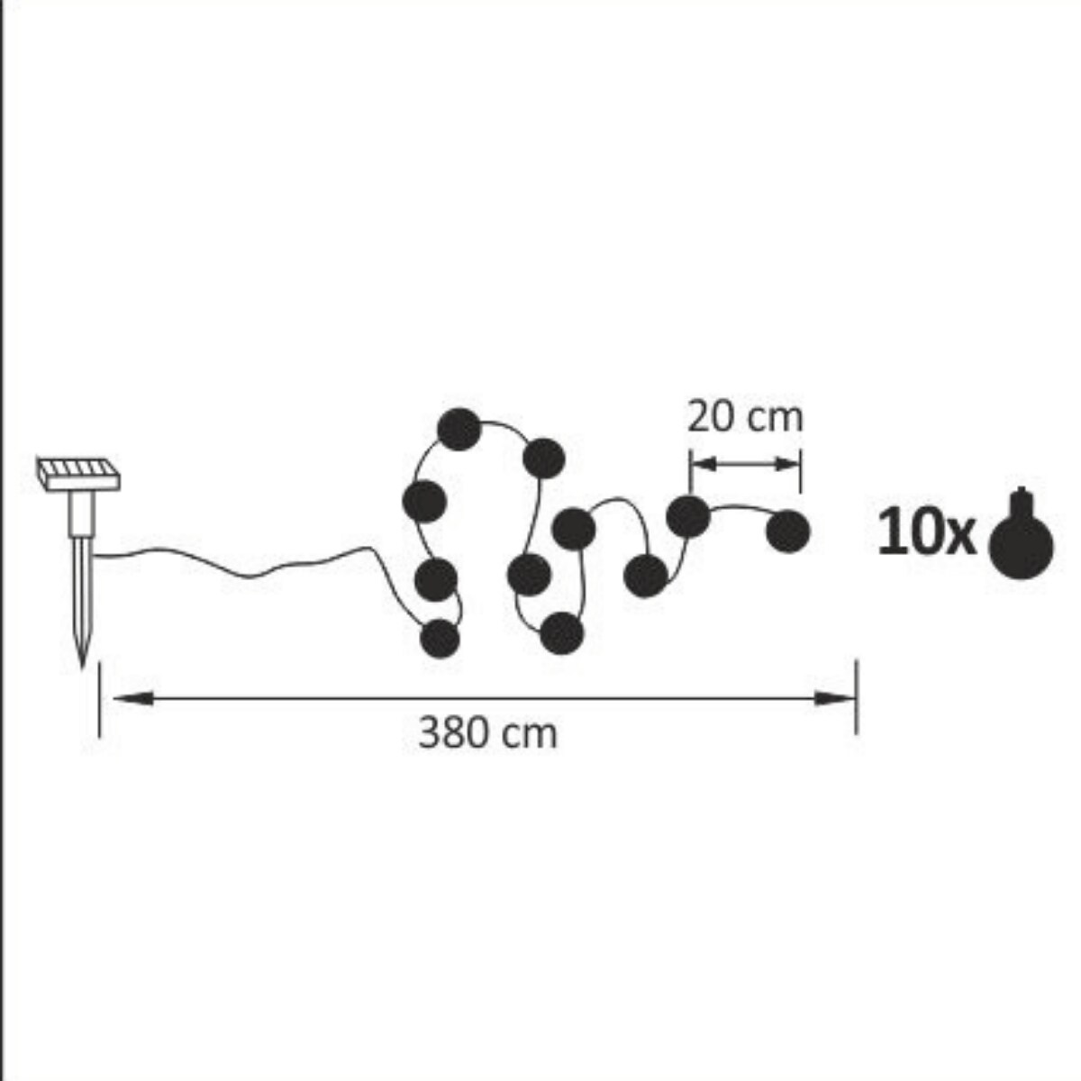 Świetlna ozdoba czujnik zmierzchu 10 LED 3,8m barwa ciepła