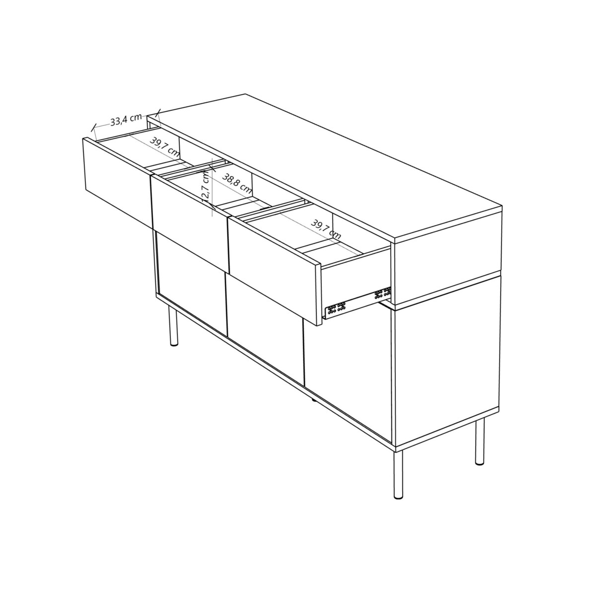 Elegancka czarna komoda Dancan MARIKA ze złotymi dodatkami